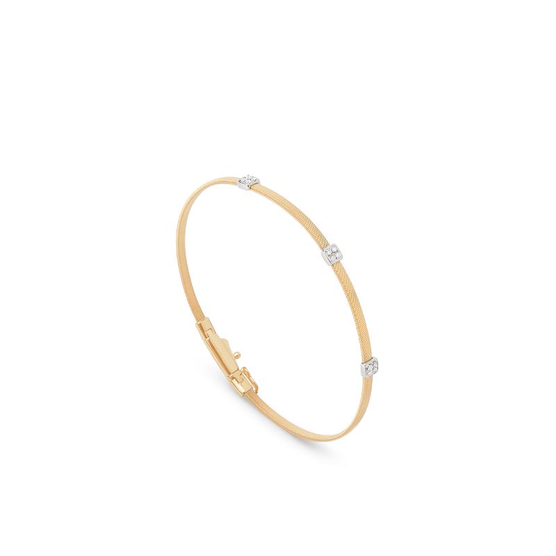 18K Yellow Gold Small Stackable Bracelet With Diamonds